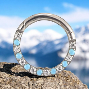 Titanium, Turquoise & CZ Ring 10mm