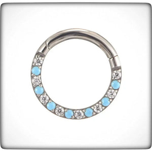 Titanium, Turquoise & CZ Ring 10mm