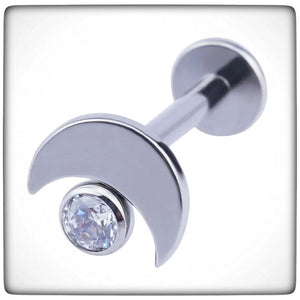 *Titanium & Clear Cubic Zirconia Moon