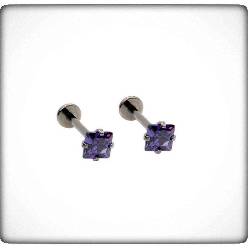 *Titanium & Purple Cubic Zirconia Diamond Cut