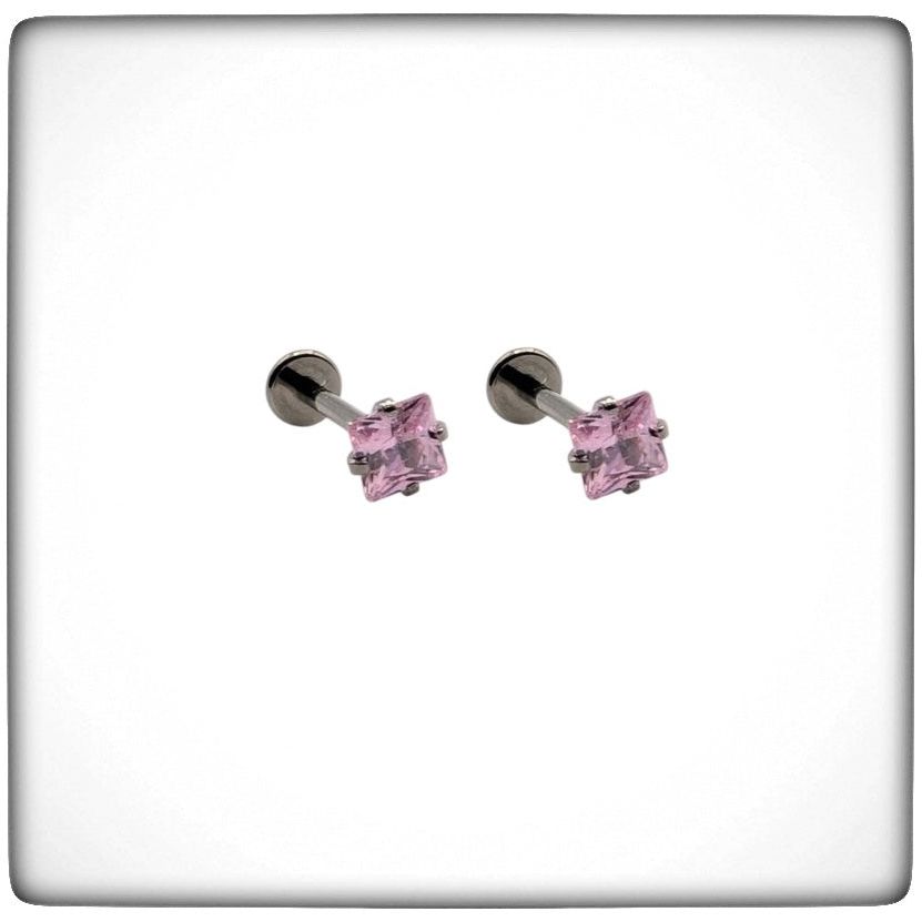 *Titanium & Pink Cubic Zirconia Diamond Cut