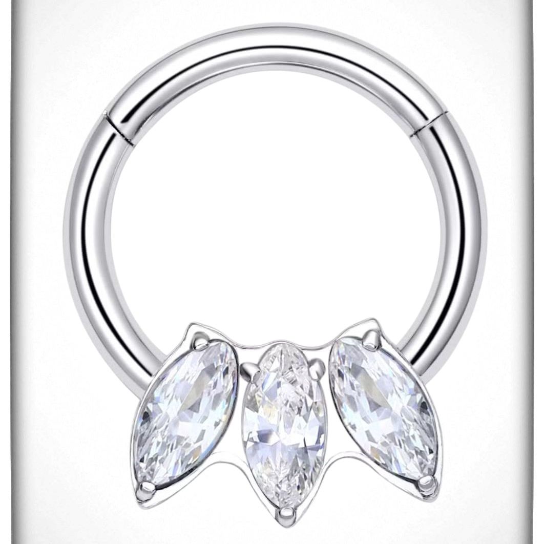 *Marquise Triple Cubic Zirconia Hinged Ring