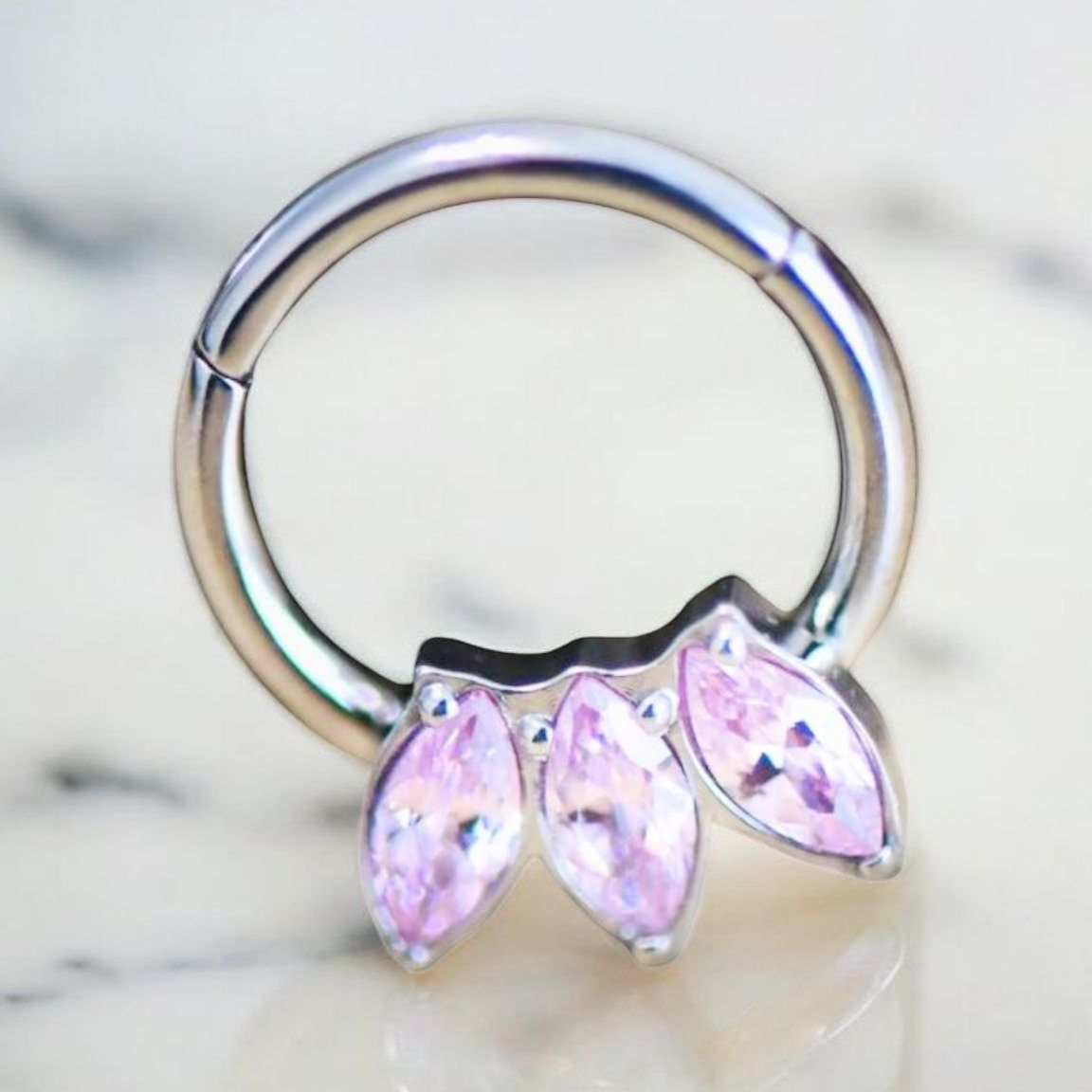 *Marquise Triple Cubic Zirconia Hinged Ring