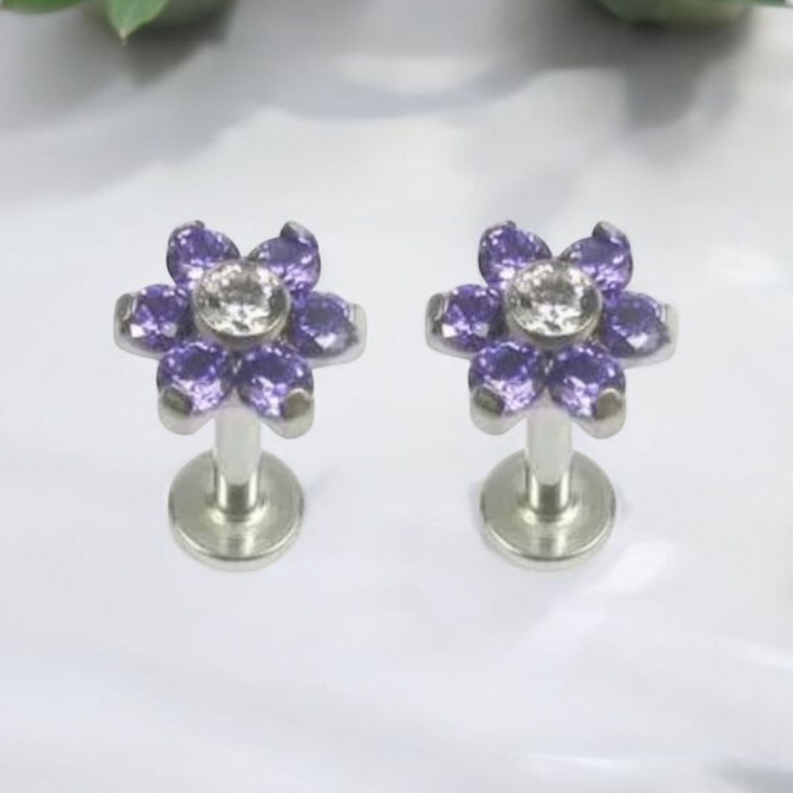 *Flower Lilac Cubic Zirconia Attachment