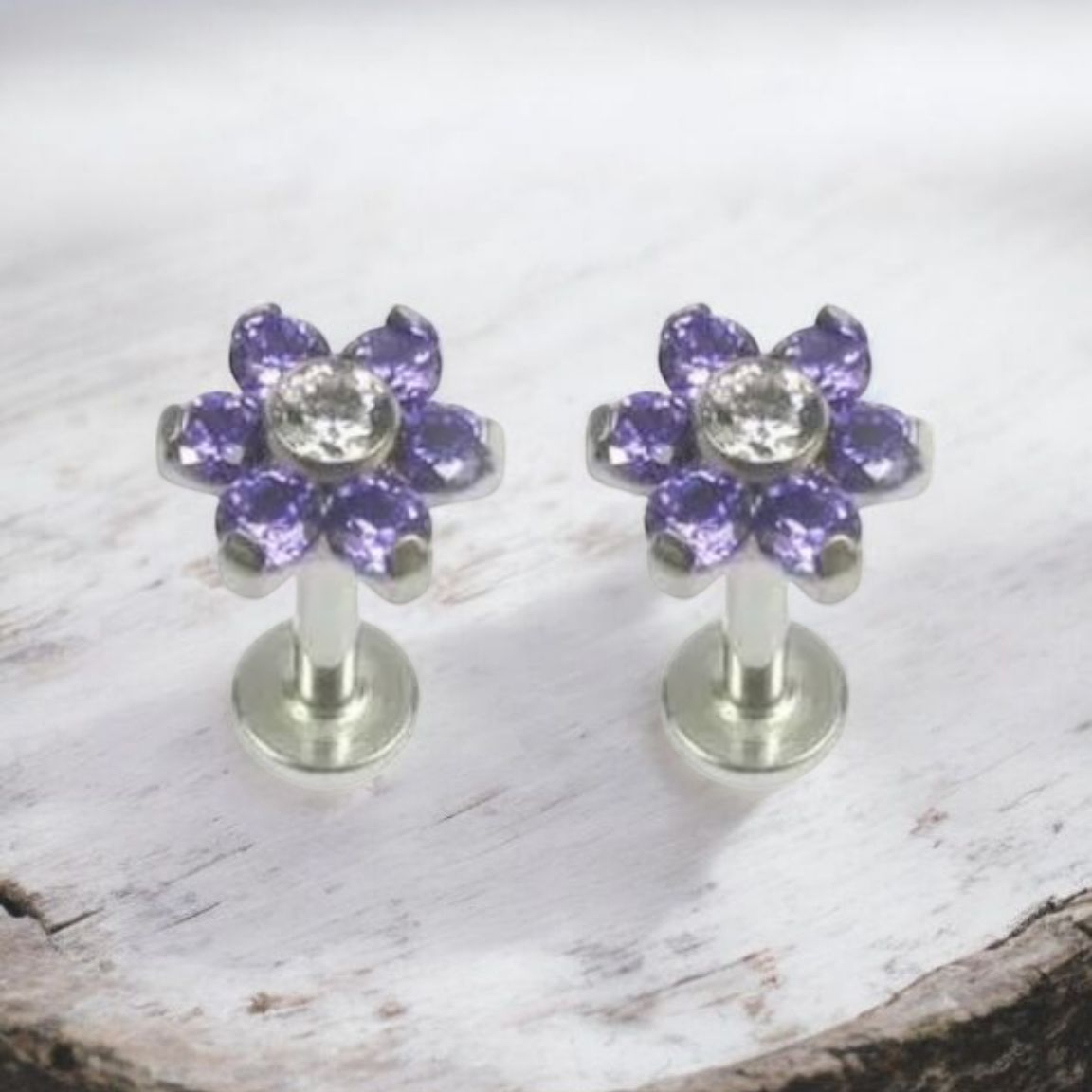 *Flower Lilac Cubic Zirconia Attachment