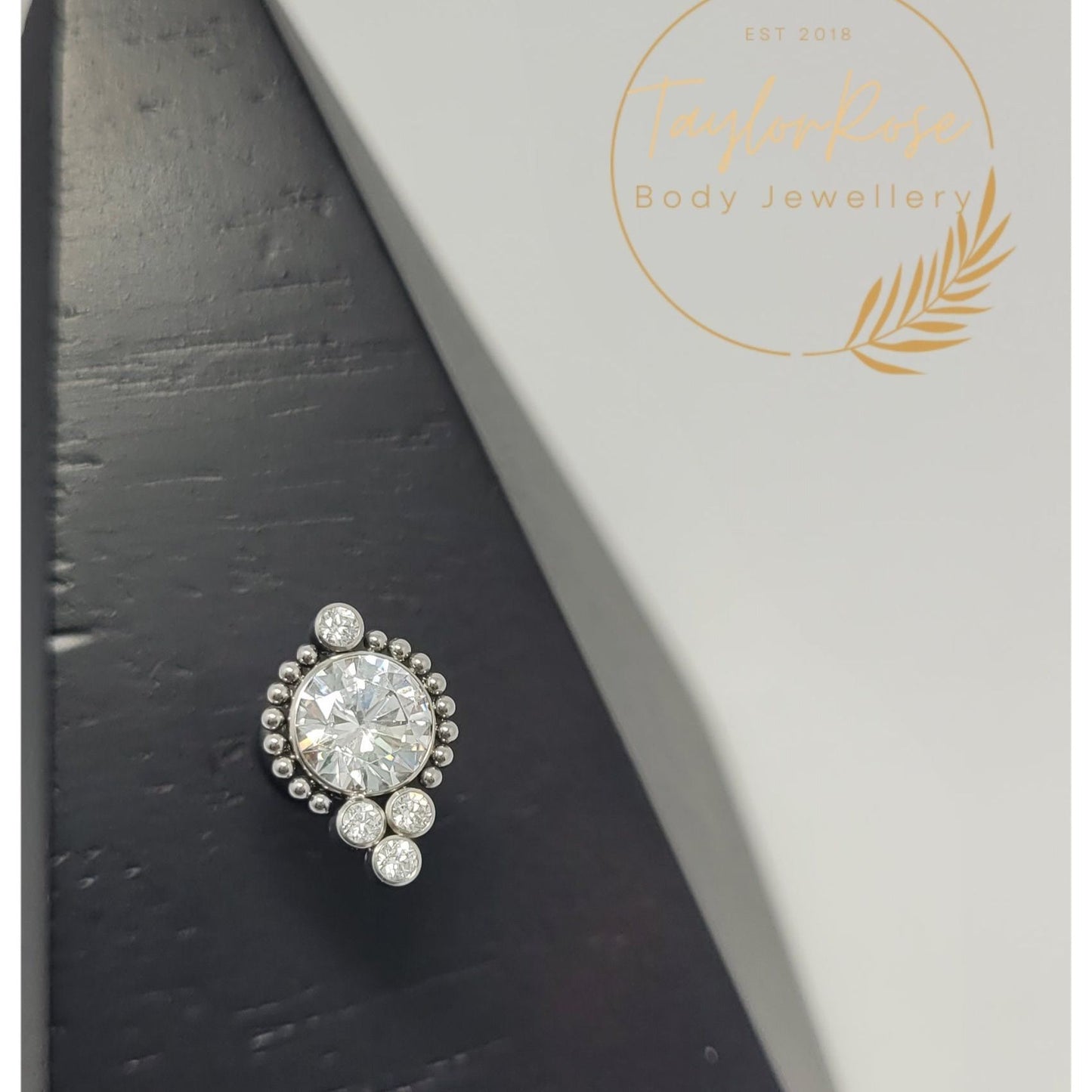 *The 'Ascot' titanium & Clear Cubic Zirconia 5 Stone Cluster