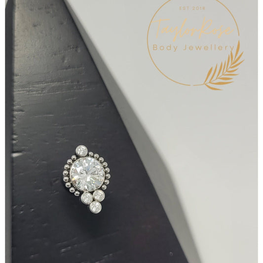 *The 'Ascot' titanium & Clear Cubic Zirconia 5 Stone Cluster