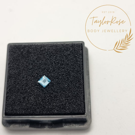 Aquamarine Square Crystal Tooth Gem
