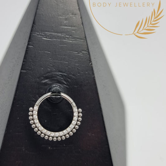 Crystal Pavè Hinged Ring With Titanium Balls 10mm