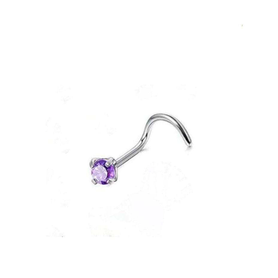 *Titanium & Purple Cubic Zirconia Nose Screw Stud