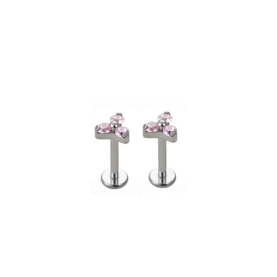 *Titanium & Pink Cubic Zirconia Trio