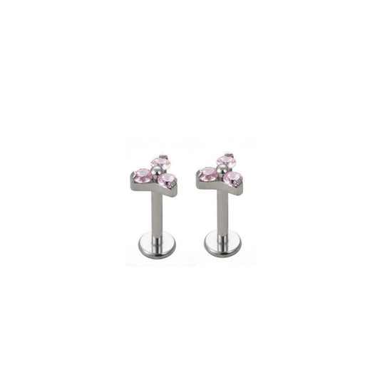 *Titanium & Pink Cubic Zirconia Trio