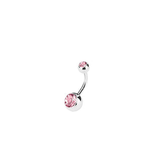 *Titanium & Pink Bezel Set Cubic Zirconia Navel Bar