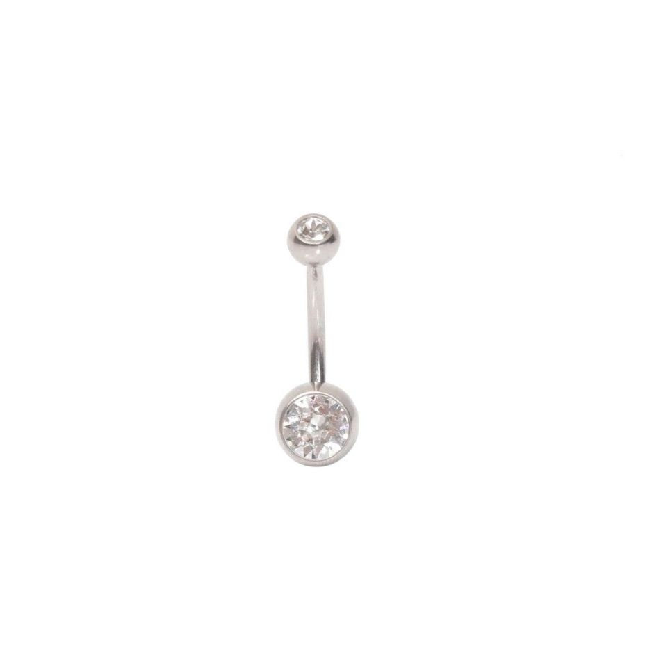 *Titanium & Clear Cubic Zirconia Navel Bar