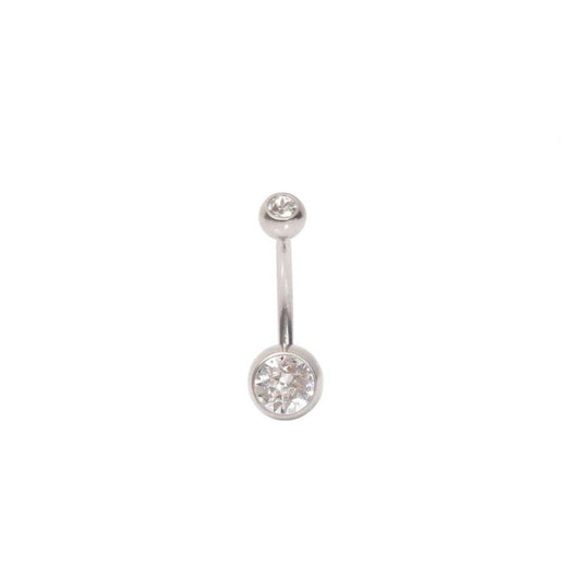 *Titanium & Clear Cubic Zirconia Navel Bar