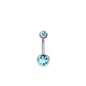 *Titanium & Blue Cubic Zirconia Navel Bar