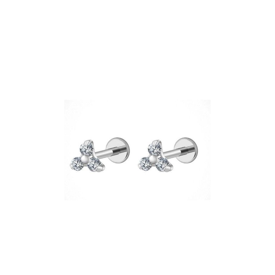 *Titanium & Clear Cubic Zirconia Trio