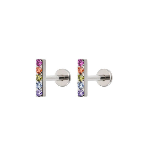 *Titanium & Cubic Zirconia Rainbow Crystal Bar