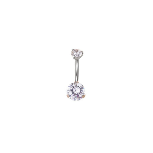 *Navel Curve Clear Prong Set Cubic Zirconi