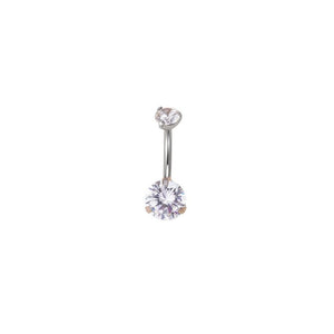 *Navel Curve Clear Prong Set Cubic Zirconi