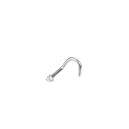 *Titanium & Clear Cubic Zirconia Nose Screw Stud