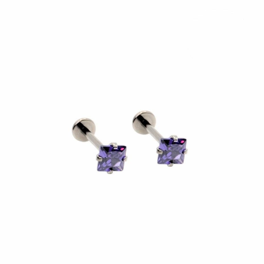 *Titanium & Purple Cubic Zirconia Diamond Cut