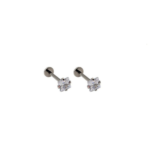 * Titanium & Clear Cubic Zirconia Diamond Cut