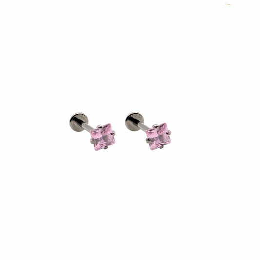 *Titanium & Pink Cubic Zirconia Diamond Cut