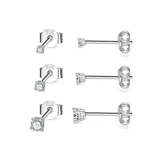 Clear Cubic Zirconia Three Size Earrings