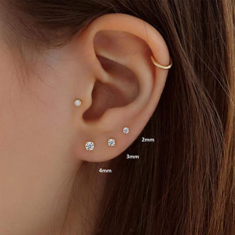 Clear Cubic Zirconia Three Size Earrings