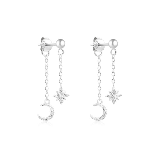 Moon & Star Chain Detail Earrings