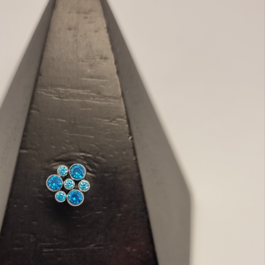 7 Stone Cluster Aqua Blue & Blue Cubic Zirconia Attachment
