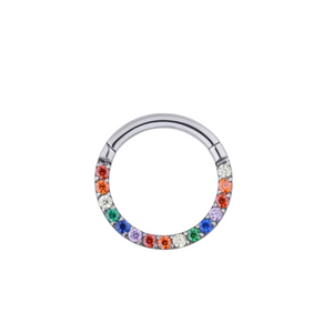Rainbow Pavé Crystal Cubic Zirconia Hinged Ring.
