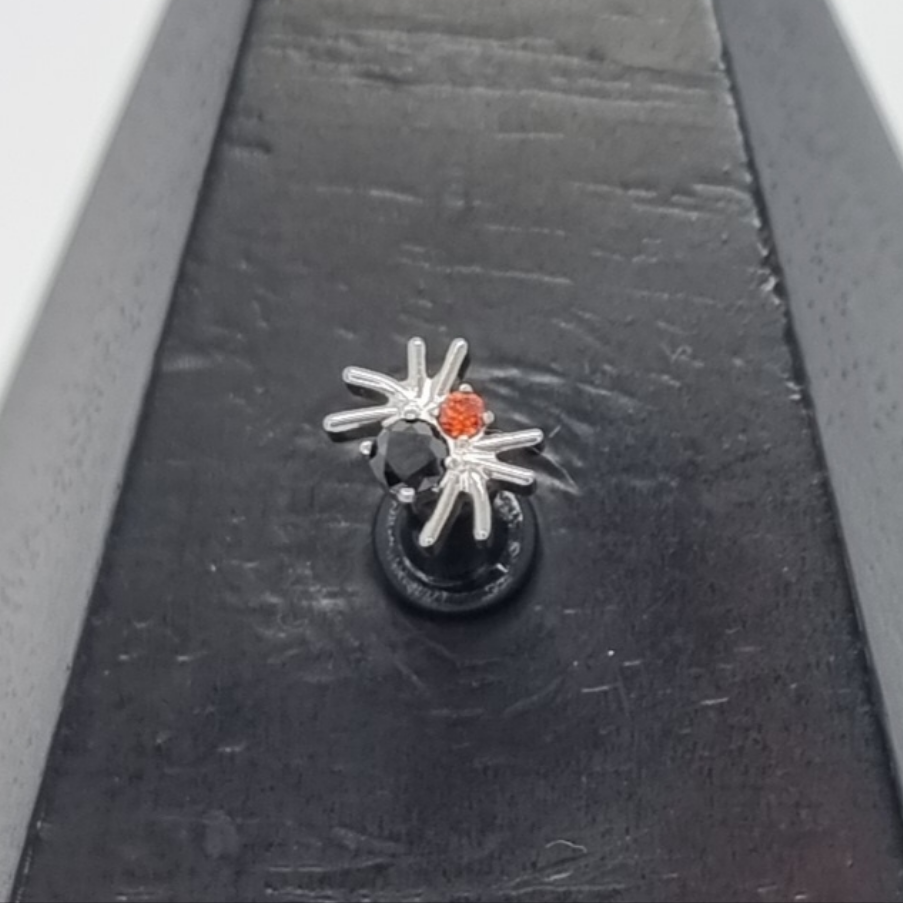 Red Black Crystal & Titanium Spider