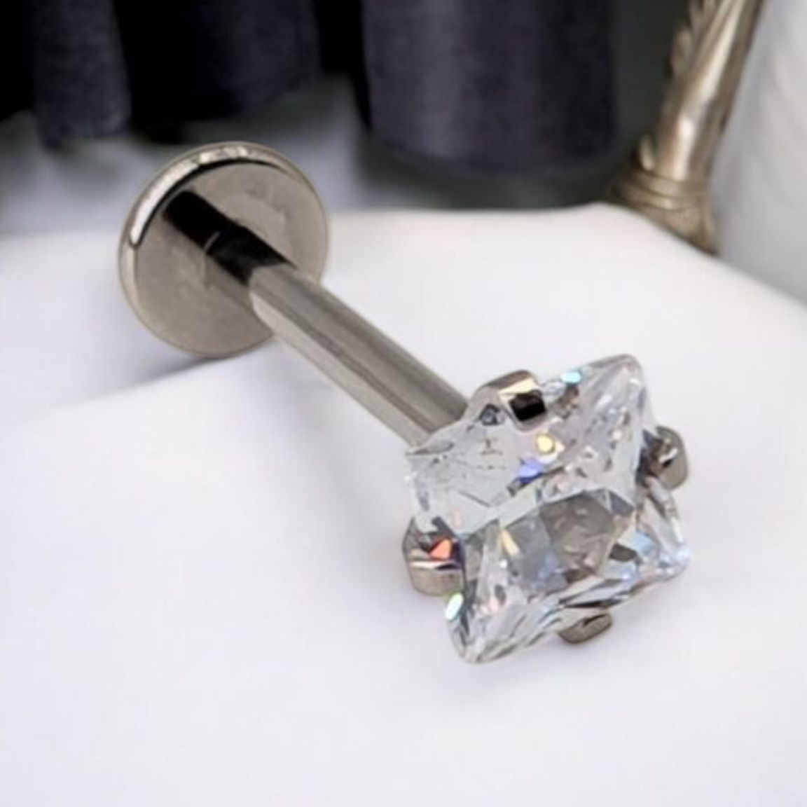 * Titanium & Clear Cubic Zirconia Diamond Cut