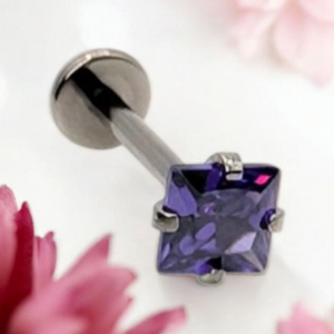 *Titanium & Purple Cubic Zirconia Diamond Cut