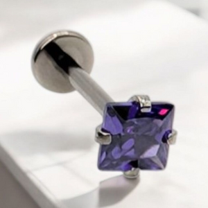 *Titanium & Purple Cubic Zirconia Diamond Cut