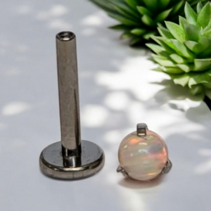 Peach Opal Prong Set Earring.