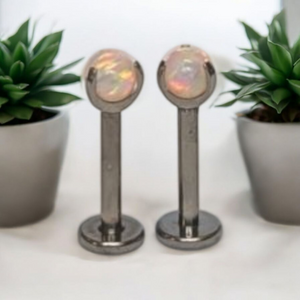 Peach Opal Prong Set Earring.