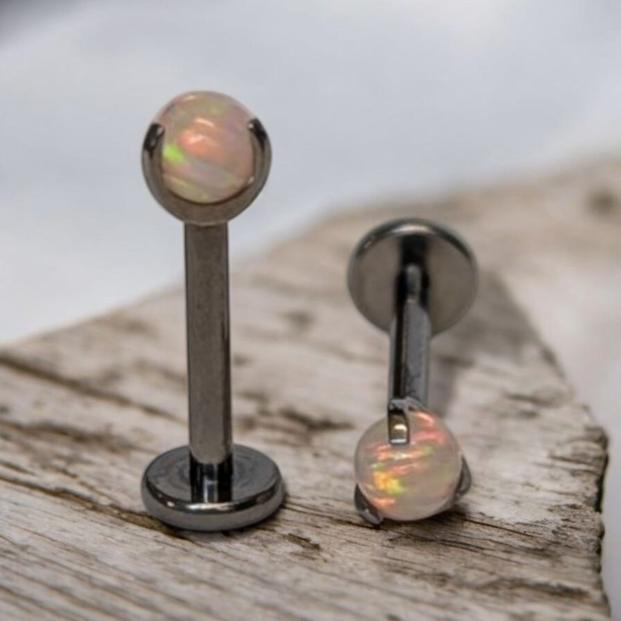 Peach Opal Prong Set Earring.