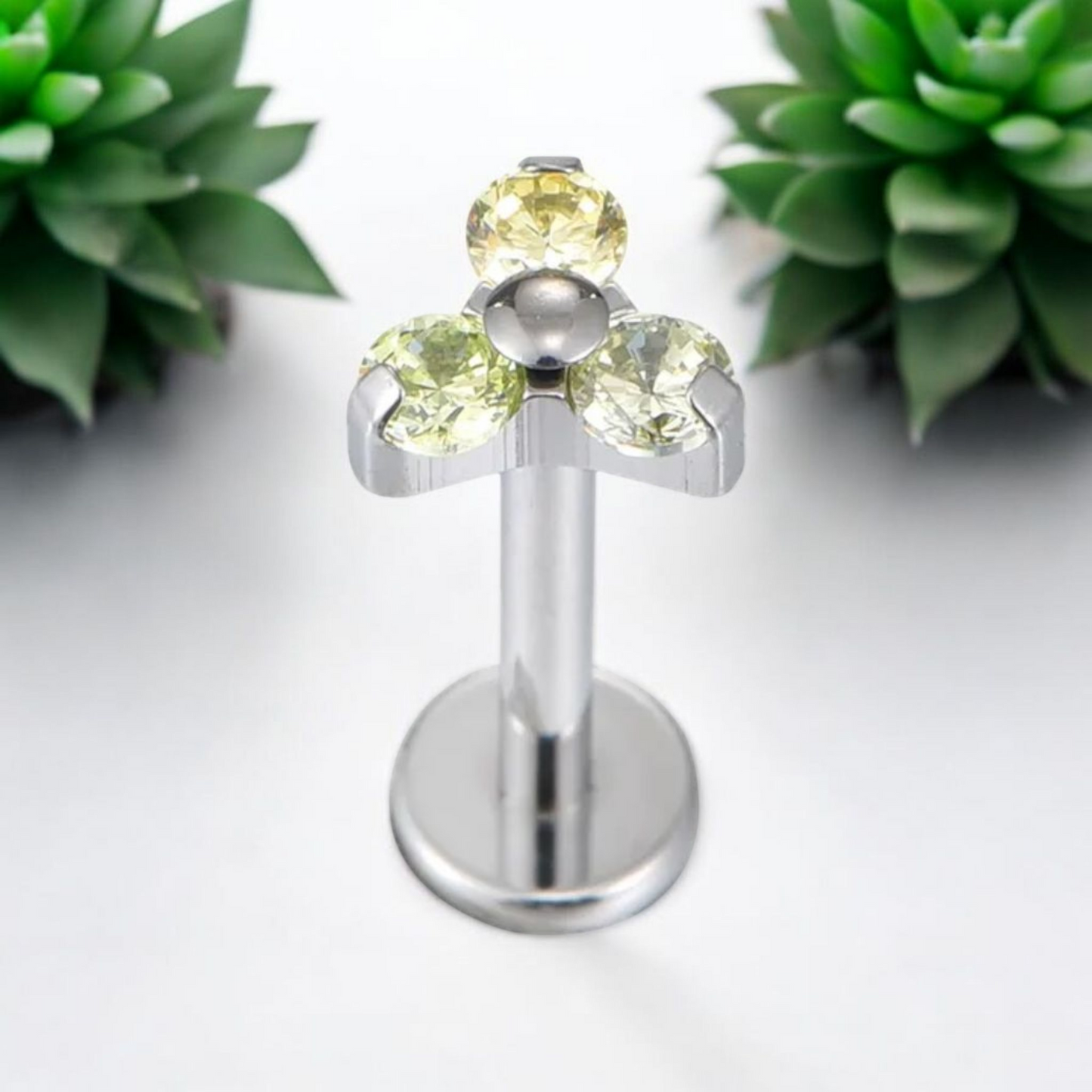 *Titanium & Three Tone Yellow Cubic Zirconia Crystal Trio