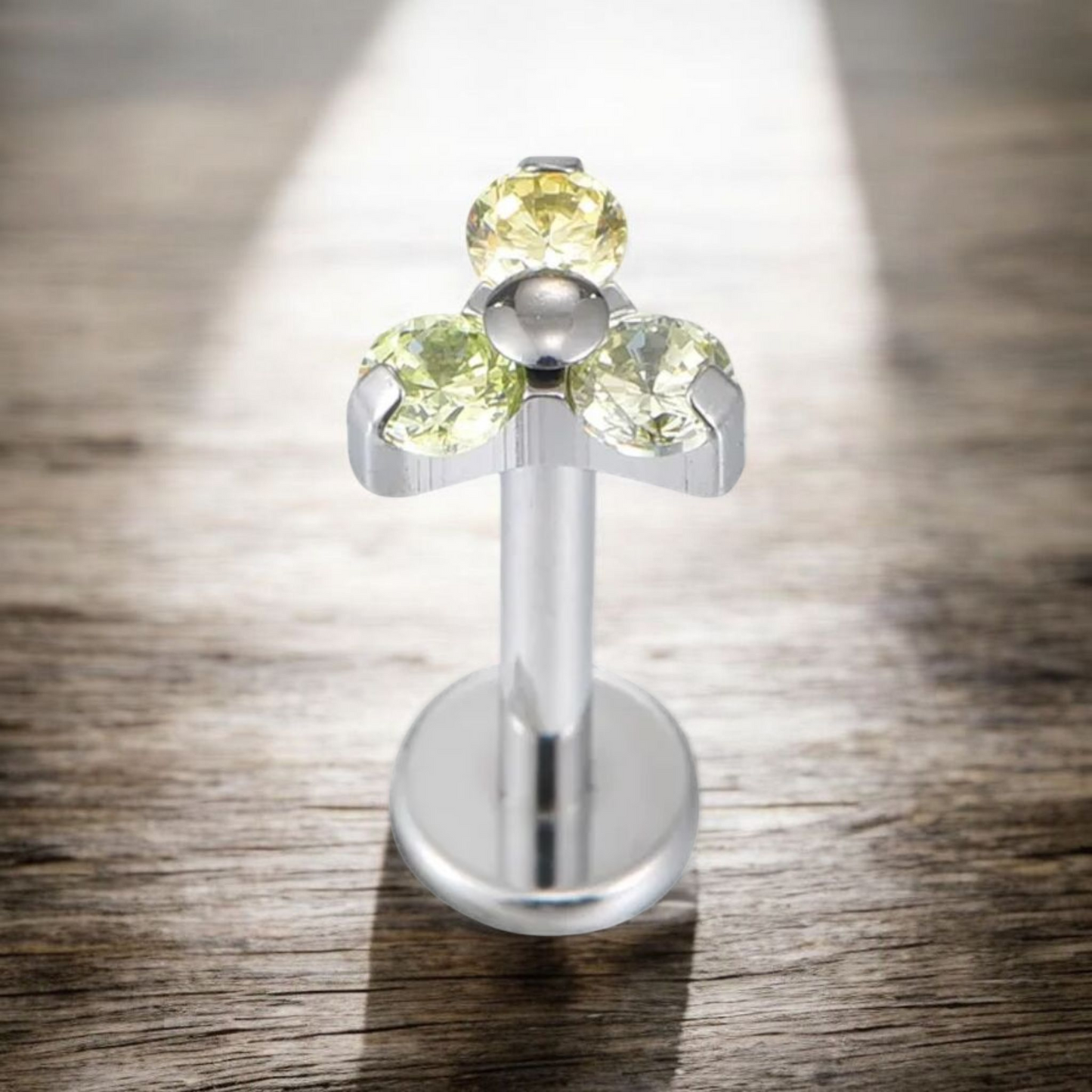 *Titanium & Three Tone Yellow Cubic Zirconia Crystal Trio