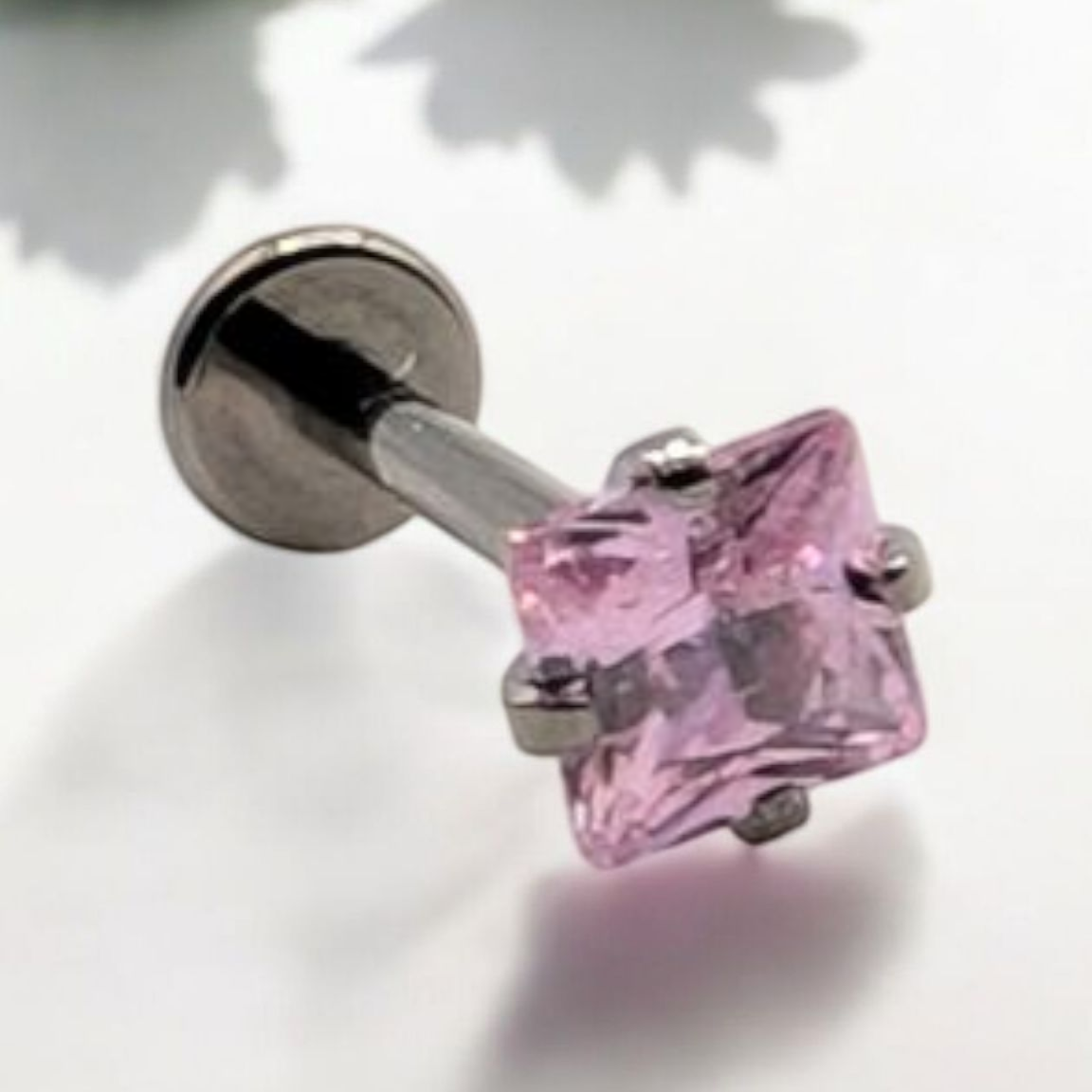 *Titanium & Pink Cubic Zirconia Diamond Cut