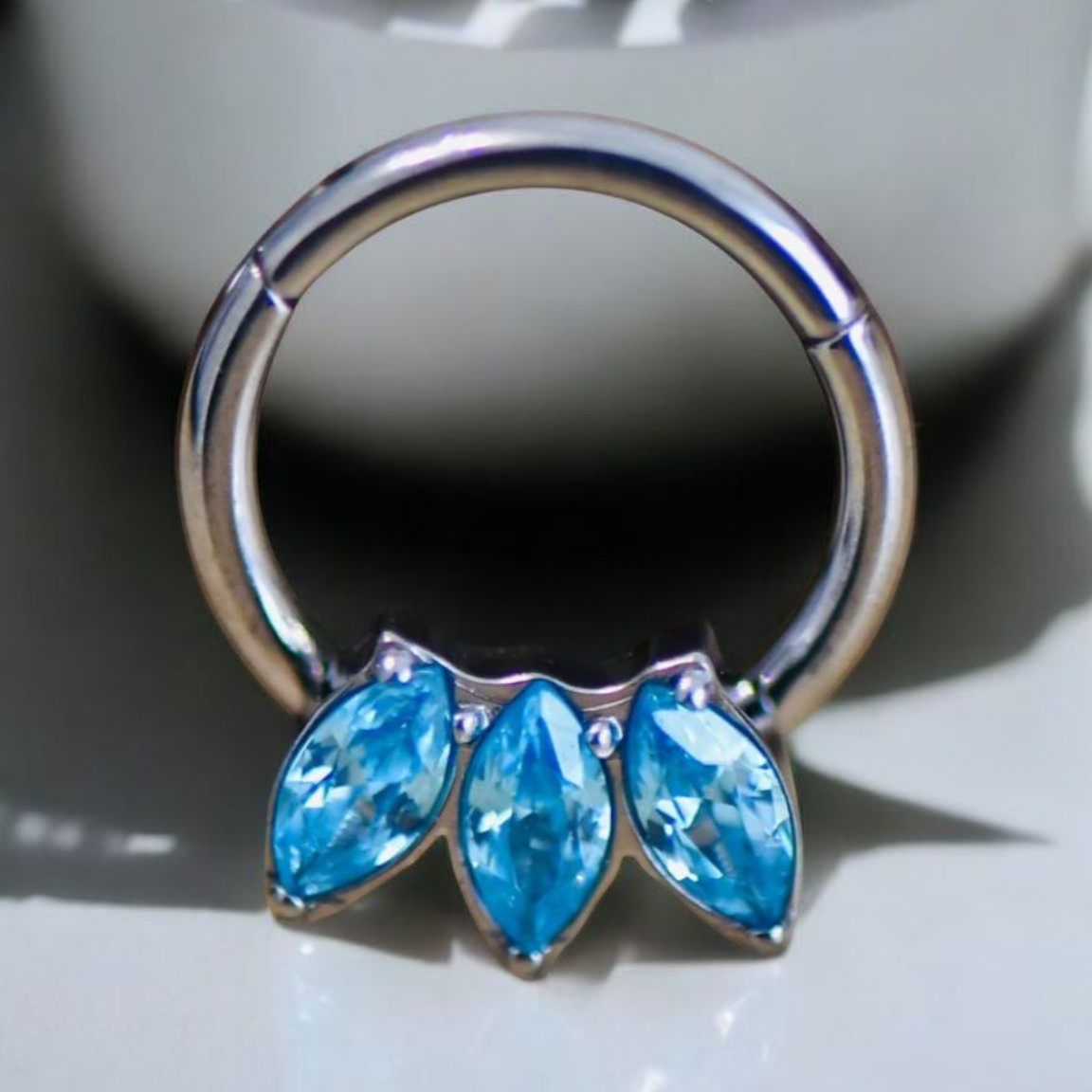 *Marquise Triple Cubic Zirconia Hinged Ring