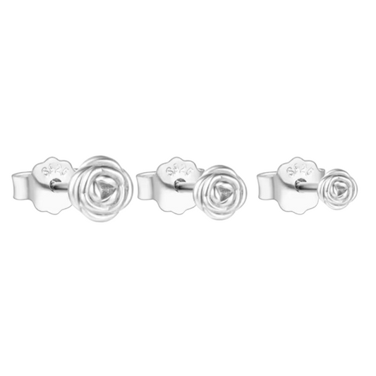 Triple Rose 925 Silver Earrings