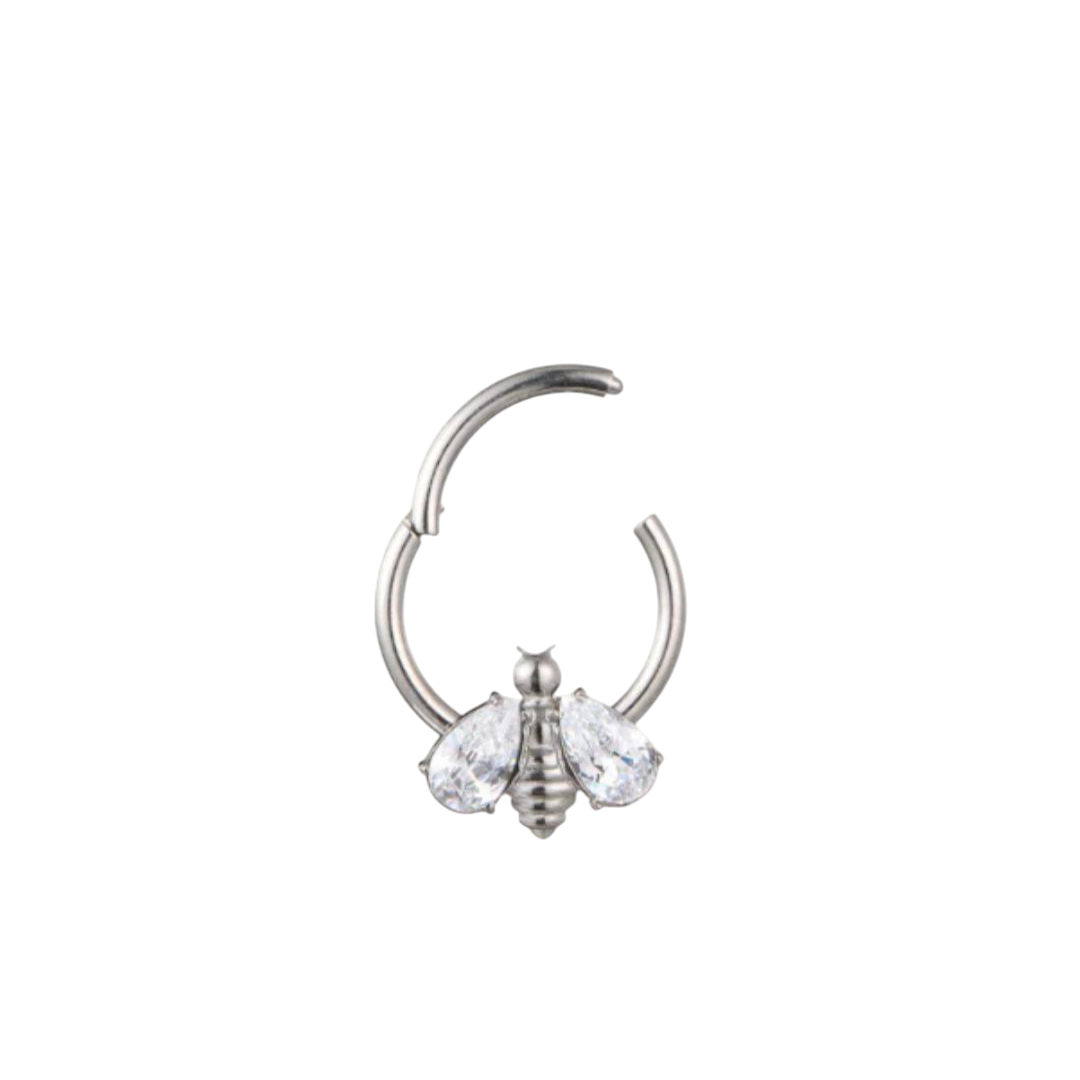 Bee Clear Cubic Zirconia Hinged Ring 10mm.