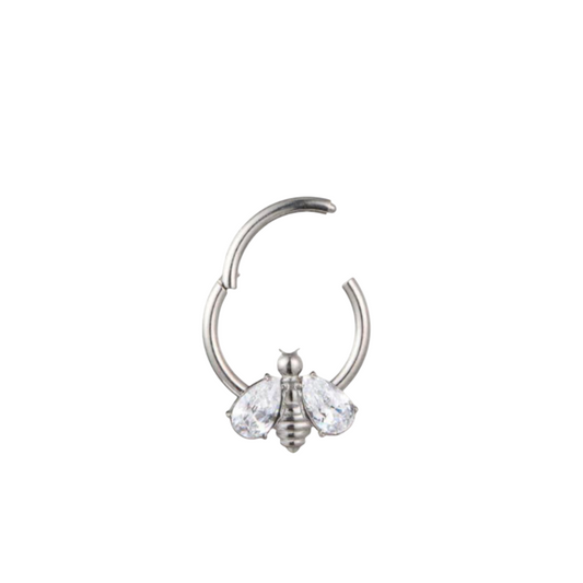 Bee Clear Cubic Zirconia Hinged Ring 10mm.