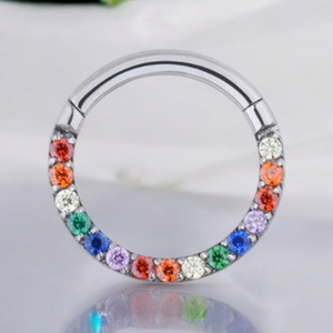 Rainbow Pavé Crystal Cubic Zirconia Hinged Ring.