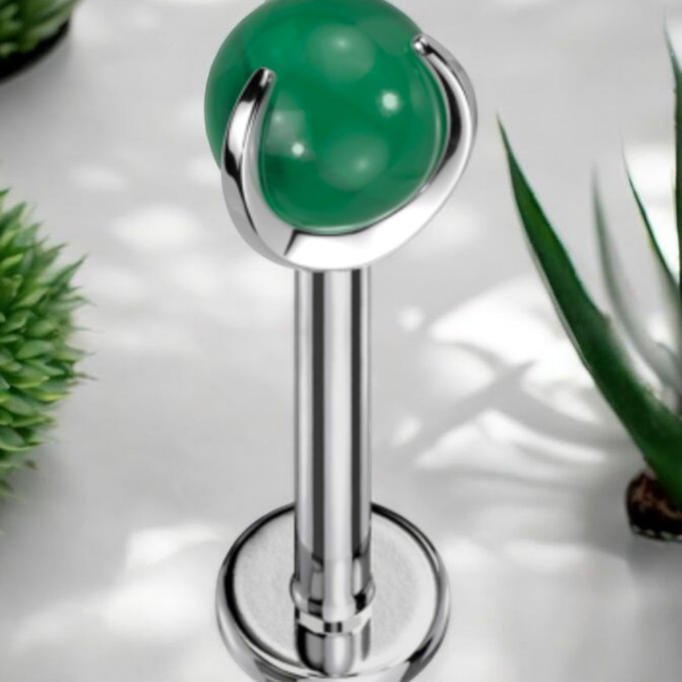 Jade Prong Set Natural Stone Earrings