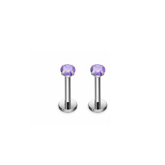 *Titanium & Purple Cubic Zirconia Stud